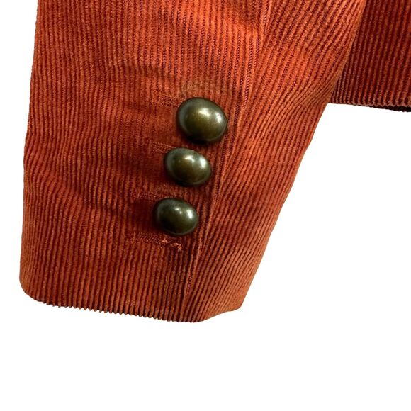 Ruff Hewn Vintage Orange Corduroy 2 Button Lined‎ Fitted Blazer Size Small - Picture 3 of 6